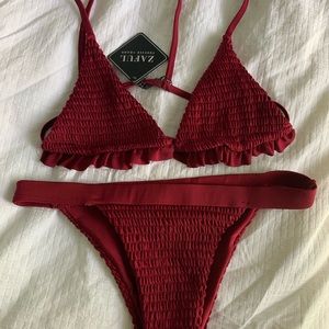 NWT ZAFUL Smocked Triangle Bikini